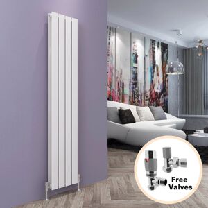Vertical Radiator White Double Flat Panel Rad 1600x304mm with Chrome Thermostatic Radiator Valves - Elegant Vertical Radiator White Double Flat Panel Rad 1600x304mm with Chrome Thermostatic Radiator Valves - Elegant