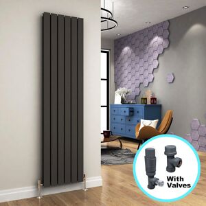 Elegant - 1800 x 456 Vertical Radiator Anthracite Double Designer Vertical Column Radiator Flat Panel + Anthracite Thermostatic Radiator Valves Elegant - 1800 x 456 Vertical Radiator Anthracite Double Designer Vertical Column Radiator Flat Panel + Anthracite Thermostatic Radiator Valves