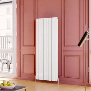 Elegant - 1600x608mm Designer White Double Flat Panel Vertical Radiator Central Heating with White Thermostatic Radiator Valves Elegant - 1600x608mm Designer White Double Flat Panel Vertical Radiator Central Heating with White Thermostatic Radiator Valves
