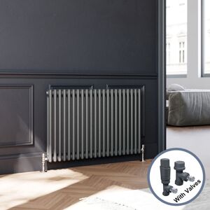 Elegant - 600 x 1010 mm Traditional Radiator Anthracite Double Horizontal Radiator 2 Column + Anthracite Thermostatic Radiator Valves Elegant - 600 x 1010 mm Traditional Radiator Anthracite Double Horizontal Radiator 2 Column + Anthracite Thermostatic Radiator Valves