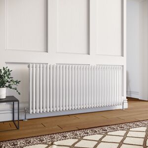 ELEGANT 600 x 1484mm Double Bar Traditional Horizontal Column Radiator White with Chrome Thermostatic Radiator Valves ELEGANT 600 x 1484mm Double Bar Traditional Horizontal Column Radiator White with Chrome Thermostatic Radiator Valves