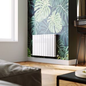 Elegant - 600 x 836 mm White Horizontal Radiator Double Column Flat Panel Central Heating Designer Bathroom Radiators + Anthracite Thermostatic Elegant - 600 x 836 mm White Horizontal Radiator Double Column Flat Panel Central Heating Designer Bathroom Radiators + Anthracite Thermostatic