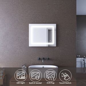Elegant - Bathroom Mirror with Light and Shaver Socket 600 x 500 mm Anti Fog Mirror Bathroom Led Mirror Elegant - Bathroom Mirror with Light and Shaver Socket 600 x 500 mm Anti Fog Mirror Bathroom Led Mirror