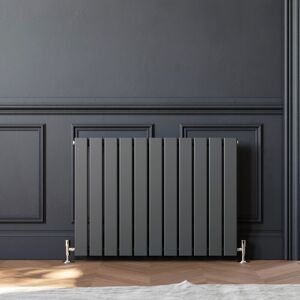 Elegant - Horizontal Radiator Anthracite Flat Panel Rad 600x836mm with Chrome Thermostatic Radiator Valves Elegant - Horizontal Radiator Anthracite Flat Panel Rad 600x836mm with Chrome Thermostatic Radiator Valves