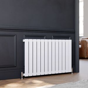ELEGANT 600x988mm Designer White Flat Panel Horizontal Radiator Central Heating with White Thermostatic Radiator Valves ELEGANT 600x988mm Designer White Flat Panel Horizontal Radiator Central Heating with White Thermostatic Radiator Valves