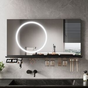 ELEGANT Anti-Fog LED Bathroom Mirror with Storage Shelf, 3 Color Lighting and Adjustable Lighting, 1200×600, Circular Light Strip ELEGANT Anti-Fog LED Bathroom Mirror with Storage Shelf, 3 Color Lighting and Adjustable Lighting, 1200×600, Circular Light Strip
