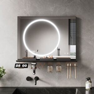 ELEGANT Anti-Fog LED Bathroom Mirror with Storage Shelf, 3 Color Lighting and Adjustable Lighting, 800×600, Circular Light Strip ELEGANT Anti-Fog LED Bathroom Mirror with Storage Shelf, 3 Color Lighting and Adjustable Lighting, 800×600, Circular Light Strip