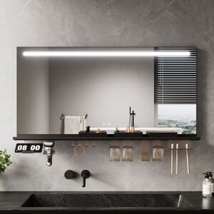 ELEGANT Anti-Fog LED Bathroom Mirror with Storage Shelf, 3 Color Lighting and Adjustable Lighting, 1200×600, Top Light Strip ELEGANT Anti-Fog LED Bathroom Mirror with Storage Shelf, 3 Color Lighting and Adjustable Lighting, 1200×600, Top Light Strip
