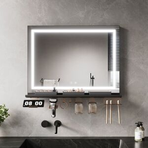ELEGANT Anti-Fog LED Bathroom Mirror with Storage Shelf, 3 Color Lighting and Adjustable Lighting, 800×600, 4-Sided Light Strip ELEGANT Anti-Fog LED Bathroom Mirror with Storage Shelf, 3 Color Lighting and Adjustable Lighting, 800×600, 4-Sided Light Strip