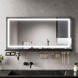 ELEGANT Anti-Fog LED Bathroom Mirror with Storage Shelf, 3 Color Lighting and Adjustable Lighting, 1200×600, 4-Sided Light Strip ELEGANT Anti-Fog LED Bathroom Mirror with Storage Shelf, 3 Color Lighting and Adjustable Lighting, 1200×600, 4-Sided Light Strip
