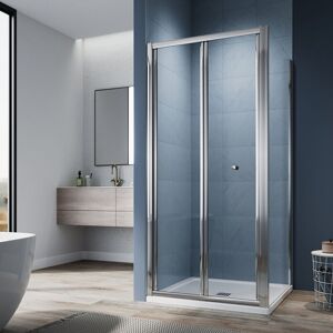 900mm Bifold Shower Door Aluminium Frame Shower Enclosure 5mm Tempered Glass with 900mm Side Panel, smc Tray & Waste Trap - Elegant 900mm Bifold Shower Door Aluminium Frame Shower Enclosure 5mm Tempered Glass with 900mm Side Panel, smc Tray & Waste Trap - Elegant