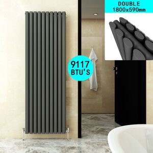Anthracite Radiator Oval Column Kitchen Heater Designer 1800 x 590 mm Double Panel Vertical Radiator - Elegant Anthracite Radiator Oval Column Kitchen Heater Designer 1800 x 590 mm Double Panel Vertical Radiator - Elegant