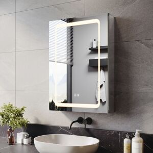 ELEGANT Bathroom Aluminium Mirror Cabinet with LED light and Shaver Socket, 3 Lights Changing Modes, Wireless Hinge Design, Single Door 500x700mm ELEGANT Bathroom Aluminium Mirror Cabinet with LED light and Shaver Socket, 3 Lights Changing Modes, Wireless Hinge Design, Single Door 500x700mm