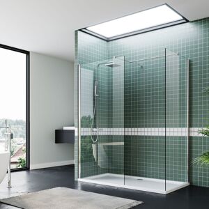 Elegant - Walk in Shower Door 8mm Tempered Glass Shower Cabin with Side Panel Screen 760mm & 800mm + Shower Tray 1400x800mm + Free Waste Trap Cover Elegant - Walk in Shower Door 8mm Tempered Glass Shower Cabin with Side Panel Screen 760mm & 800mm + Shower Tray 1400x800mm + Free Waste Trap Cover
