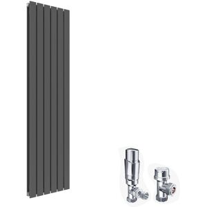 Elegant - Designer Vertical Column Radiator Flat Panel Chorme Thermostatic Radiator Valves 1800 x 452 mm Anthracite Double Elegant - Designer Vertical Column Radiator Flat Panel Chorme Thermostatic Radiator Valves 1800 x 452 mm Anthracite Double