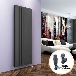 Elegant - Designer Vertical Column Radiator Flat Panel Thermostatic Radiator Valves 1800 x 608 mm Anthracite Double Central Heating Elegant - Designer Vertical Column Radiator Flat Panel Thermostatic Radiator Valves 1800 x 608 mm Anthracite Double Central Heating