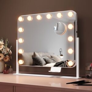 Elegant - Hollywood Vanity Mirror 50x40cm with led Lights 360°Rotation Makeup Mirror with 10X Magnifying Mirror 3 Color Lighting, usb Charging Port Elegant - Hollywood Vanity Mirror 50x40cm with led Lights 360°Rotation Makeup Mirror with 10X Magnifying Mirror 3 Color Lighting, usb Charging Port
