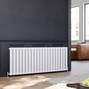 ELEGANT Horizontal Radiator Single Flat Panel 600x1596mm Designer White Radiator with Chrome Thermostatic Radiator Valves ELEGANT Horizontal Radiator Single Flat Panel 600x1596mm Designer White Radiator with Chrome Thermostatic Radiator Valves