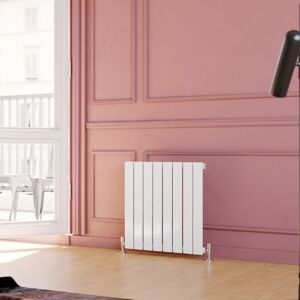 Elegant - Horizontal Radiator Single Flat Panel 600x608mm Designer White Radiator with Chrome Thermostatic Radiator Valves Elegant - Horizontal Radiator Single Flat Panel 600x608mm Designer White Radiator with Chrome Thermostatic Radiator Valves