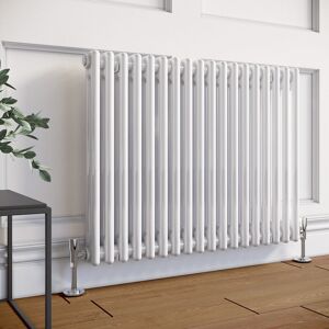 Elegant - Horizontal Traditional Radiator 600 x 830mm White Column Double Column Radiator with Chrome Thermostatic Radiator Valves Elegant - Horizontal Traditional Radiator 600 x 830mm White Column Double Column Radiator with Chrome Thermostatic Radiator Valves