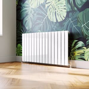 Elegant - White Horizontal Flat Panel Radiator 600x1216mm Designer Radiator with White Thermostatic Radiator Valves Elegant - White Horizontal Flat Panel Radiator 600x1216mm Designer Radiator with White Thermostatic Radiator Valves