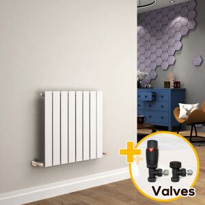 Elegant - Designer Radiator 600 x 600 mm White Horizontal Radiator Flat Panel Bathroom Central Heating + Anthracite Thermostatic Radiator Valves Elegant - Designer Radiator 600 x 600 mm White Horizontal Radiator Flat Panel Bathroom Central Heating + Anthracite Thermostatic Radiator Valves