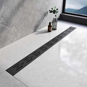 Emke - 2-in-1 Insert Linear Stainless Steel Shower Drain with High Flow Capacity Odor Stop and Hair Strainer, 900mm Matte Black Emke - 2-in-1 Insert Linear Stainless Steel Shower Drain with High Flow Capacity Odor Stop and Hair Strainer, 900mm Matte Black