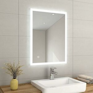 Illuminated led Bathroom Mirror led Mirrors Light with Touch Contro Switch + Anti Fog + IP44 Rated 800 x 600 mm - Emke Illuminated led Bathroom Mirror led Mirrors Light with Touch Contro Switch + Anti Fog + IP44 Rated 800 x 600 mm - Emke