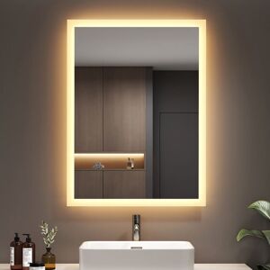 Emke - 80x60cm led Bathroom Mirror - 3000K Warm White Lighting, Aluminum Frame, Wall Switch, IP44, Vertical/Horizontal Emke - 80x60cm led Bathroom Mirror - 3000K Warm White Lighting, Aluminum Frame, Wall Switch, IP44, Vertical/Horizontal