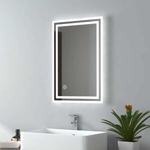 EMKE Bathroom Mirror with led Lights Backlit led Illuminated Bathroom Mirror with Demister Heat Pad, Makeup Vanity Touch Mirror with led Lights, 400x600mm EMKE Bathroom Mirror with led Lights Backlit led Illuminated Bathroom Mirror with Demister Heat Pad, Makeup Vanity Touch Mirror with led Lights, 400x600mm
