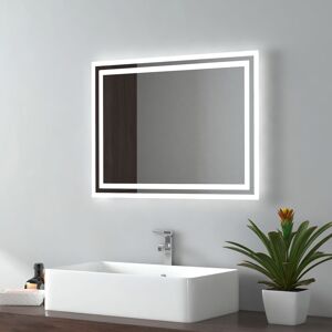 EMKE Illuminated Backlit led Bathroom Mirror, Wall Mounted Multifunction Bathroom Vanity Mirror with Lights and Demister Pad, Adjustable Color Tones EMKE Illuminated Backlit led Bathroom Mirror, Wall Mounted Multifunction Bathroom Vanity Mirror with Lights and Demister Pad, Adjustable Color Tones