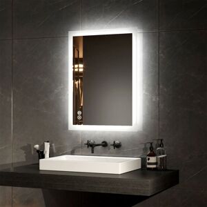 Emke - Illuminated Bathroom Mirror with Light Bathroom led Mirror with Bluetooth Shaver Socket Demister 450x600mm Emke - Illuminated Bathroom Mirror with Light Bathroom led Mirror with Bluetooth Shaver Socket Demister 450x600mm