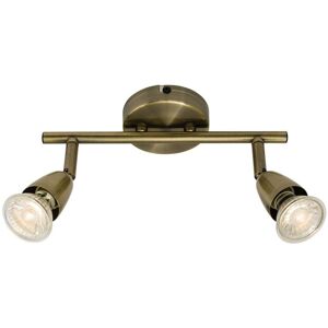 Adjustable 2 Light Spotlight Antique Brass, GU10 - Endon Adjustable 2 Light Spotlight Antique Brass, GU10 - Endon