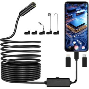 WOIYIC Endoscope Camera, 1920P HD Pipe Inspection Camera, IP67 Endoscope Camera with 8 LED Lights 5m Semi-Rigid Cable for iPhone iOS iPad Android Smartphone WOIYIC Endoscope Camera, 1920P HD Pipe Inspection Camera, IP67 Endoscope Camera with 8 LED Lights 5m Semi-Rigid Cable for iPhone iOS iPad Android Smartphone