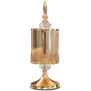 Tlily - European Crystal Glass Storage Jar with Lid Rose Candy Gold-Plated Decorative Ornaments Art HomeDecoration,S Tlily - European Crystal Glass Storage Jar with Lid Rose Candy Gold-Plated Decorative Ornaments Art HomeDecoration,S