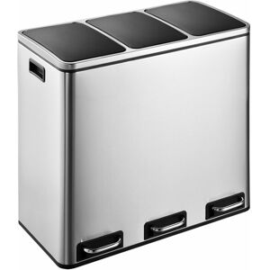 EVRE Stainless Steel Recycling Pedal Bin With Removable Multi Compartments And Soft Close Lid for Kitchen/Office Waste General Waste 54L (3x18L EVRE Stainless Steel Recycling Pedal Bin With Removable Multi Compartments And Soft Close Lid for Kitchen/Office Waste General Waste 54L (3x18L