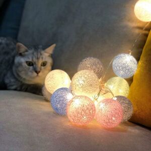 Hoopzi - Fairy Lights led String Lights Portable Indoor 3.1M 20pcs Cotton Ball String Lights Starry Wall Lights Wedding Party Home Christmas Hoopzi - Fairy Lights led String Lights Portable Indoor 3.1M 20pcs Cotton Ball String Lights Starry Wall Lights Wedding Party Home Christmas