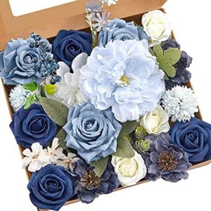 TLILY Fake Dusty Blue Peony Flowers Combo for DIY Wedding Bridal Bouquets Centerpieces Home Decorations TLILY Fake Dusty Blue Peony Flowers Combo for DIY Wedding Bridal Bouquets Centerpieces Home Decorations