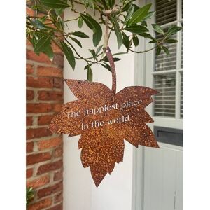 Falling Leaves The Happiest Place Garden Wall Art - W20.3 x H25.4 cm - Bare Metal/Ready to Rust Falling Leaves The Happiest Place Garden Wall Art - W20.3 x H25.4 cm - Bare Metal/Ready to Rust