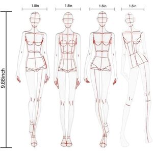 TLILY Fashion Illustration Ruler Sketch Template Sewing Humanoid Pattern Measuring Clothes,B TLILY Fashion Illustration Ruler Sketch Template Sewing Humanoid Pattern Measuring Clothes,B