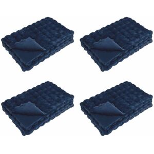 Faux Rabbit Fur Blanket 4 pcs Marine Blue 130 x 150 cm vidaXL Faux Rabbit Fur Blanket 4 pcs Marine Blue 130 x 150 cm vidaXL
