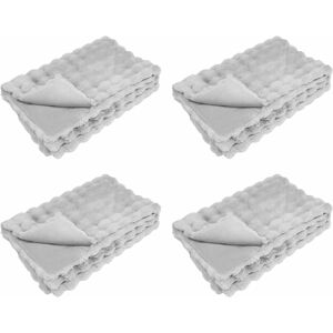 Faux Rabbit Fur Blanket 4 pcs Grey 220 x 240 cm Polyester vidaXL Faux Rabbit Fur Blanket 4 pcs Grey 220 x 240 cm Polyester vidaXL