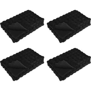 Faux Rabbit Fur Blanket 4 pcs Black 220 x 240 cm Polyester vidaXL Faux Rabbit Fur Blanket 4 pcs Black 220 x 240 cm Polyester vidaXL