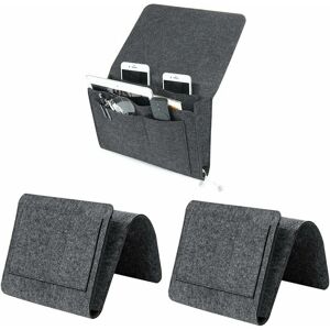 Felt Bed Pocket, 3 Pcs Bedside Storage Bag Organizer Sofa Bedside Organizer with Cable Holes and 5 Pockets for Home Bedroom Living Room Dorm Felt Bed Pocket, 3 Pcs Bedside Storage Bag Organizer Sofa Bedside Organizer with Cable Holes and 5 Pockets for Home Bedroom Living Room Dorm