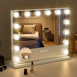 Fenchilin - Hollywood Mirror Vanity Mirror with Lights 14 Dimmable Lightbulbs 3 Lighting Modes for Dressing Table Vanity Mirror Makeup Mirror 10x Fenchilin - Hollywood Mirror Vanity Mirror with Lights 14 Dimmable Lightbulbs 3 Lighting Modes for Dressing Table Vanity Mirror Makeup Mirror 10x
