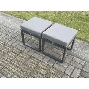 2 Pcs Aluminium Outdoor Garden Footstool Patio Small Stool for Balcony, Terrace,Swimming Pool Dark Grey - Fimous 2 Pcs Aluminium Outdoor Garden Footstool Patio Small Stool for Balcony, Terrace,Swimming Pool Dark Grey - Fimous