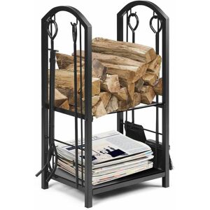 Costway - Fireplace Log Rack Set 4-Piece Fireplace Tools Wrought Iron Storage Logs Holder Costway - Fireplace Log Rack Set 4-Piece Fireplace Tools Wrought Iron Storage Logs Holder