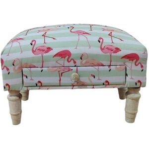 Flamingo Fabric Footstool with Drawer - L28 x W45 x H25 cm Flamingo Fabric Footstool with Drawer - L28 x W45 x H25 cm