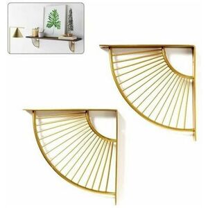 Dewdat - Floating Metal Gold Fan-Shaped Triangle Shelf Bracket,Set of 2 Hanging Shelving Wall Corner Bracket (20cm/7.9in) Dewdat - Floating Metal Gold Fan-Shaped Triangle Shelf Bracket,Set of 2 Hanging Shelving Wall Corner Bracket (20cm/7.9in)