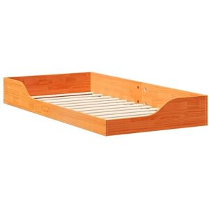 Floor Bed Frame Wax brown 75 x 190 cm Solid pine wood Vidaxl Floor Bed Frame Wax brown 75 x 190 cm Solid pine wood Vidaxl